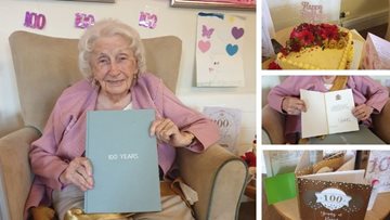 100th birthday celebrations for Swansea care home Resident